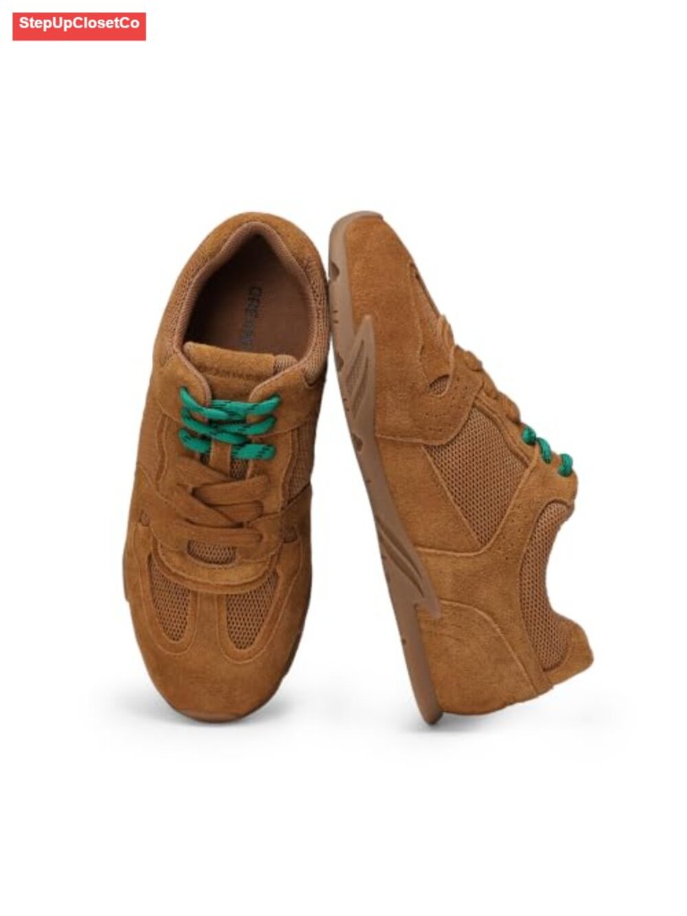 Women's Retro Suede Mesh Lace Up Sneakers Walking Shoes
